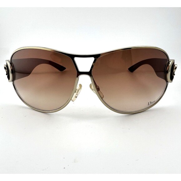 Vtg Y2K Christian Dior Buckle 2 Wrap Aviator Sunglasses Brown Gradient Red Gold main image 11